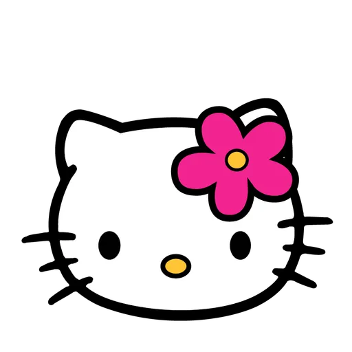 Fan art illustration of Hello Kitty with her pink flower.