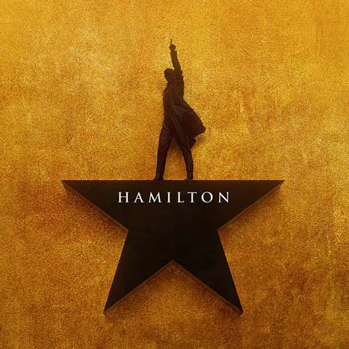 Image of Hamilton on a star pointing his finger upward