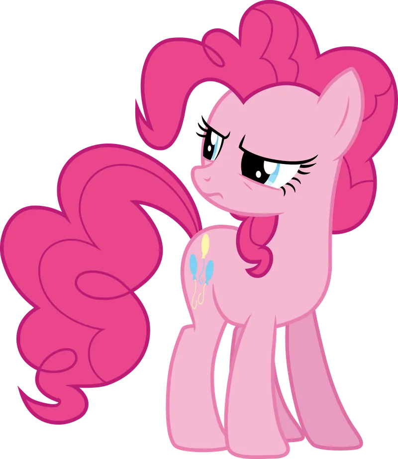 Fan illustration of Pinkie Pie posing and frowning to her left